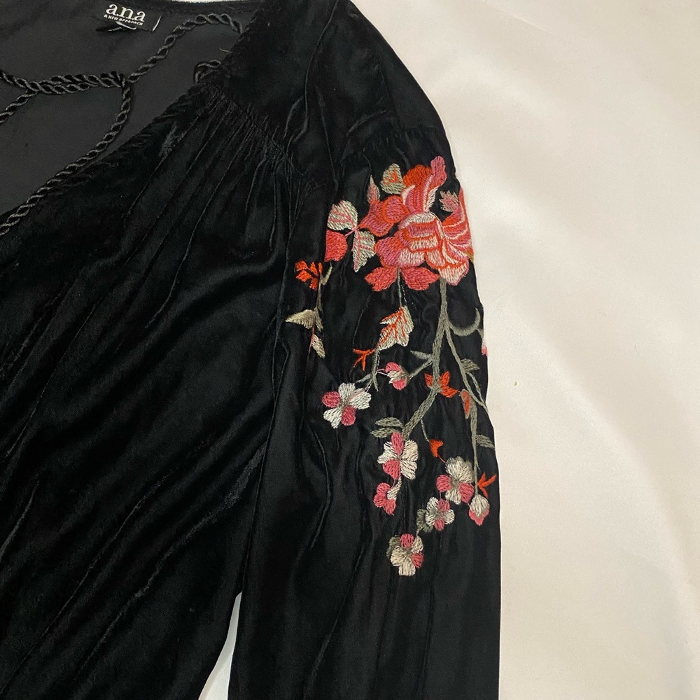 A.N.A Black Mini Embroidered Dress